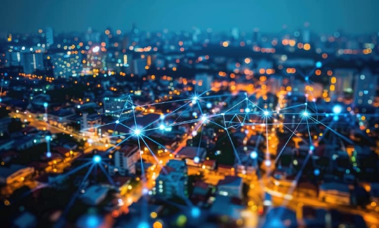 Stadt mit angeschlossenen Netzen