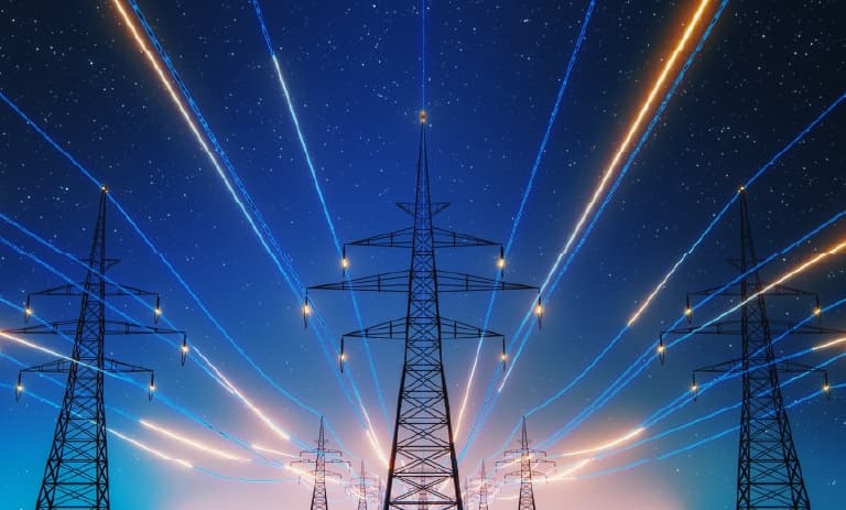 Elektrische Ströme, die durch Stromleitungen fließen