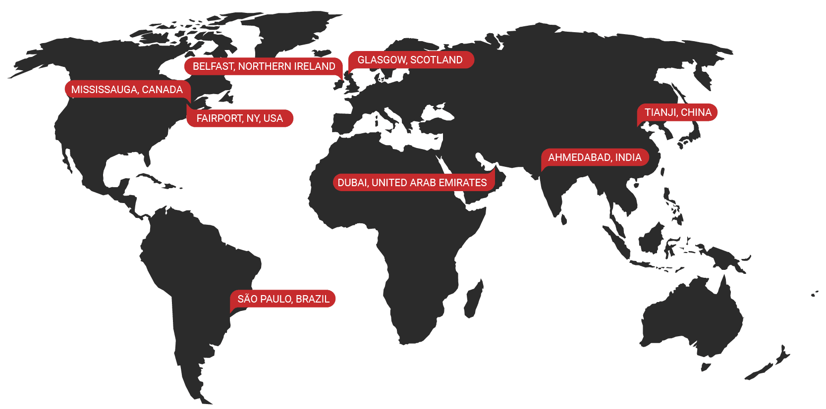 Standorte der Qualitrol-Büros auf der Weltkarte
